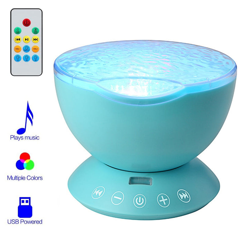 Projetor Night Light de Ondas do Oceano LED com Controle Remoto