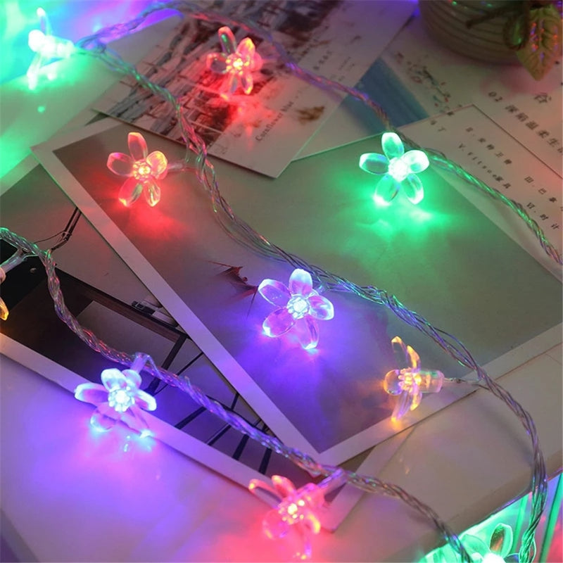 Corda de luzes de flores em LED