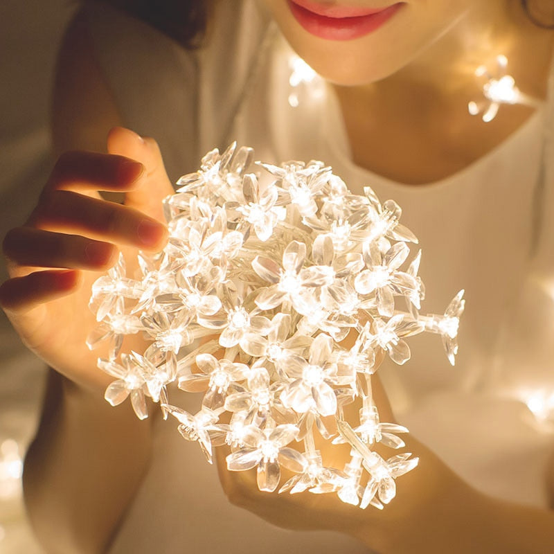 Corda de luzes de flores em LED