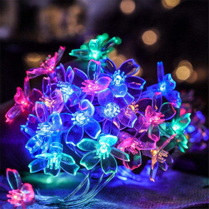Corda de luzes de flores em LED