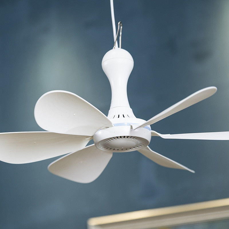 Ventilador de teto portátil silencioso 6 paletas alimentado por USB