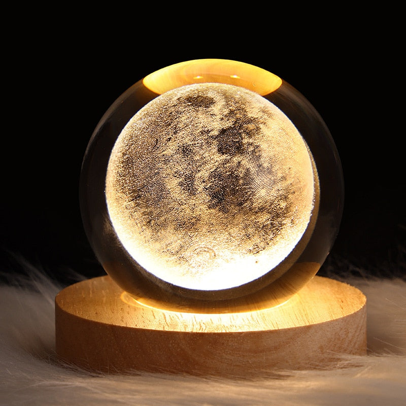 Bola de cristal luzes noturnas de cabeceira USB