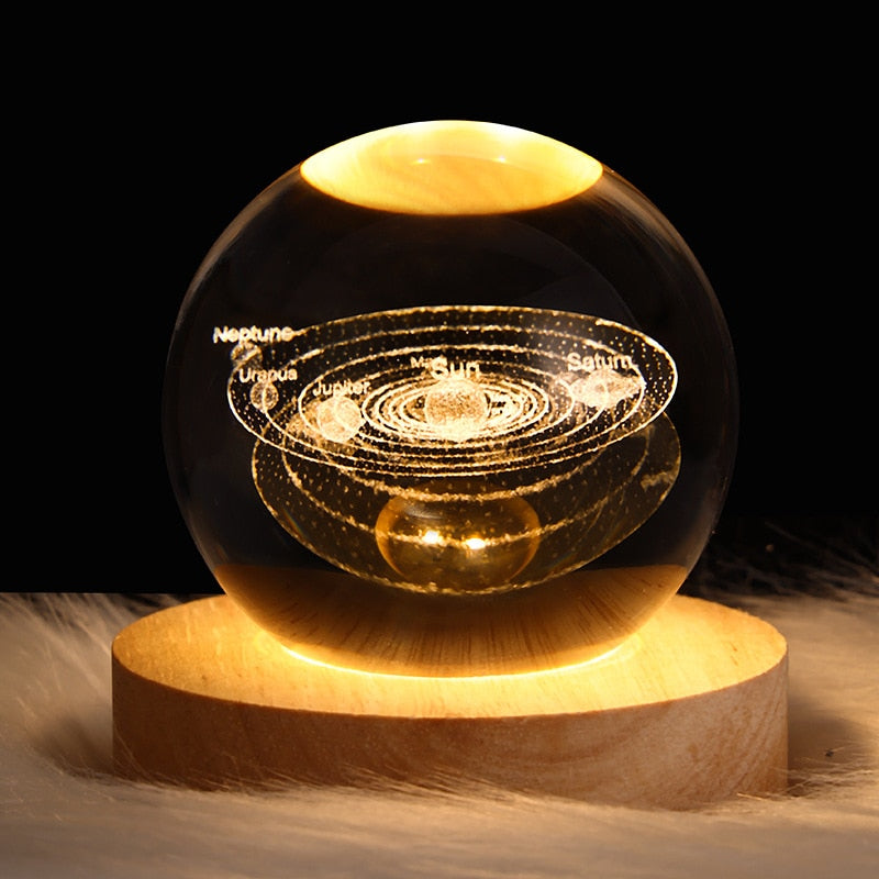 Bola de cristal luzes noturnas de cabeceira USB