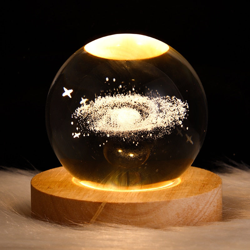 Bola de cristal luzes noturnas de cabeceira USB