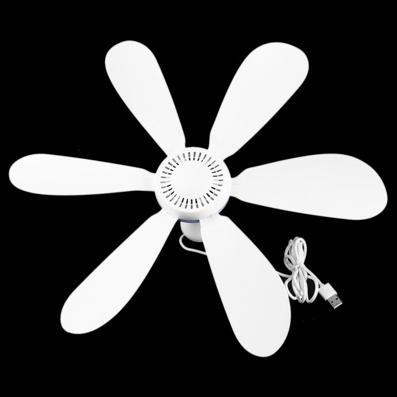 Ventilador de teto portátil silencioso 6 paletas alimentado por USB