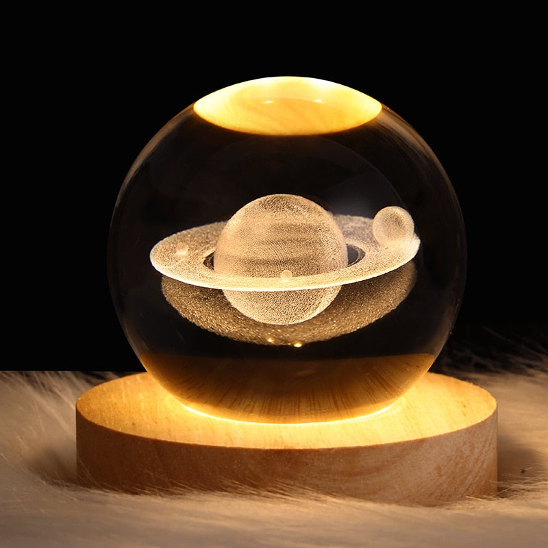 Bola de cristal luzes noturnas de cabeceira USB